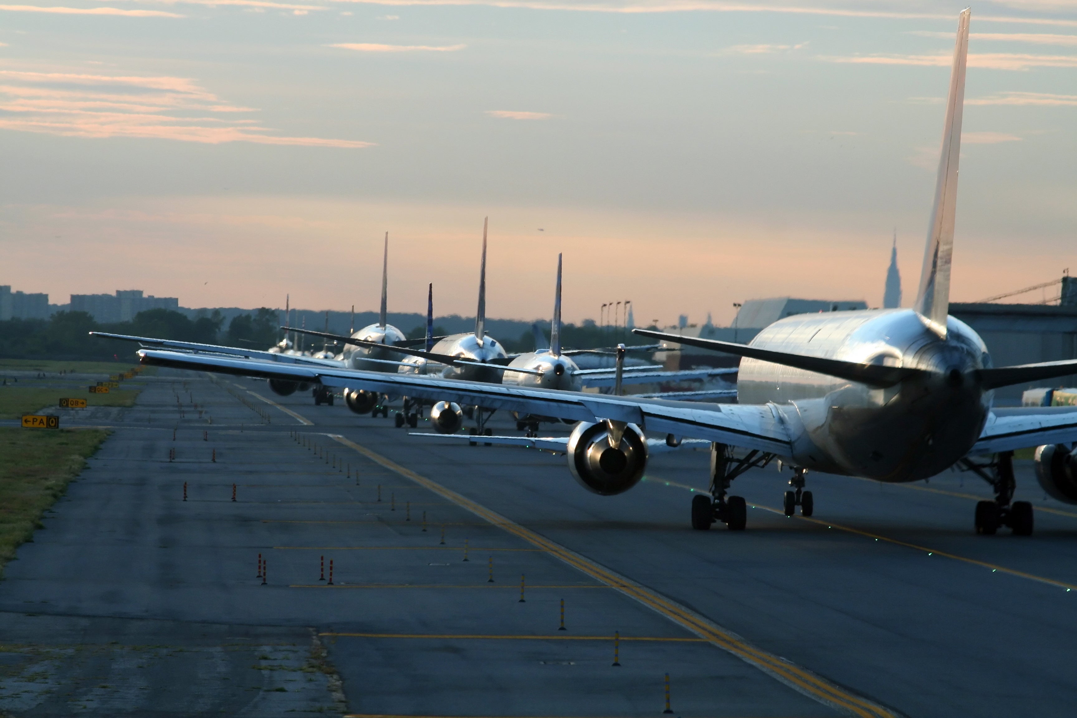 evening traffic at airport