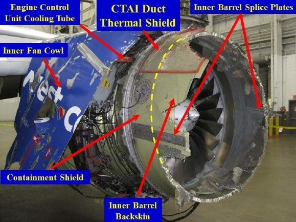 Figure 1. Damage to cowl - inboard