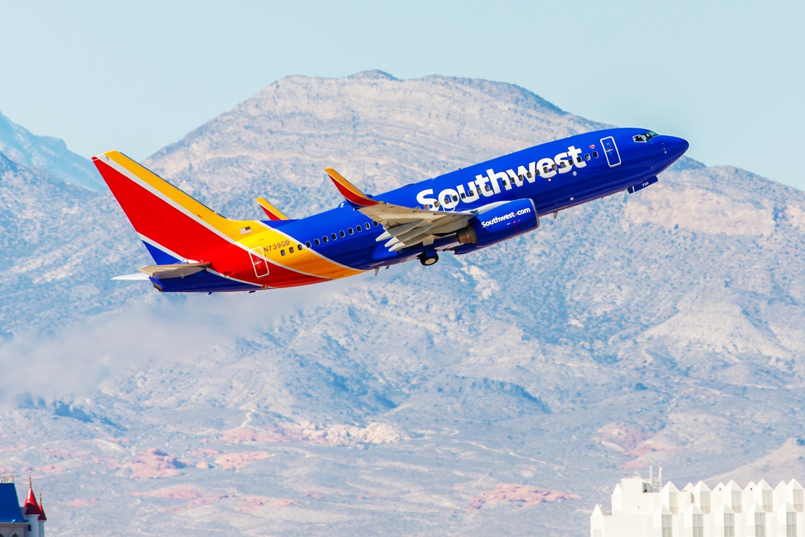 Boeing 737 Southwest Airlines takes off from McCarran International Airport