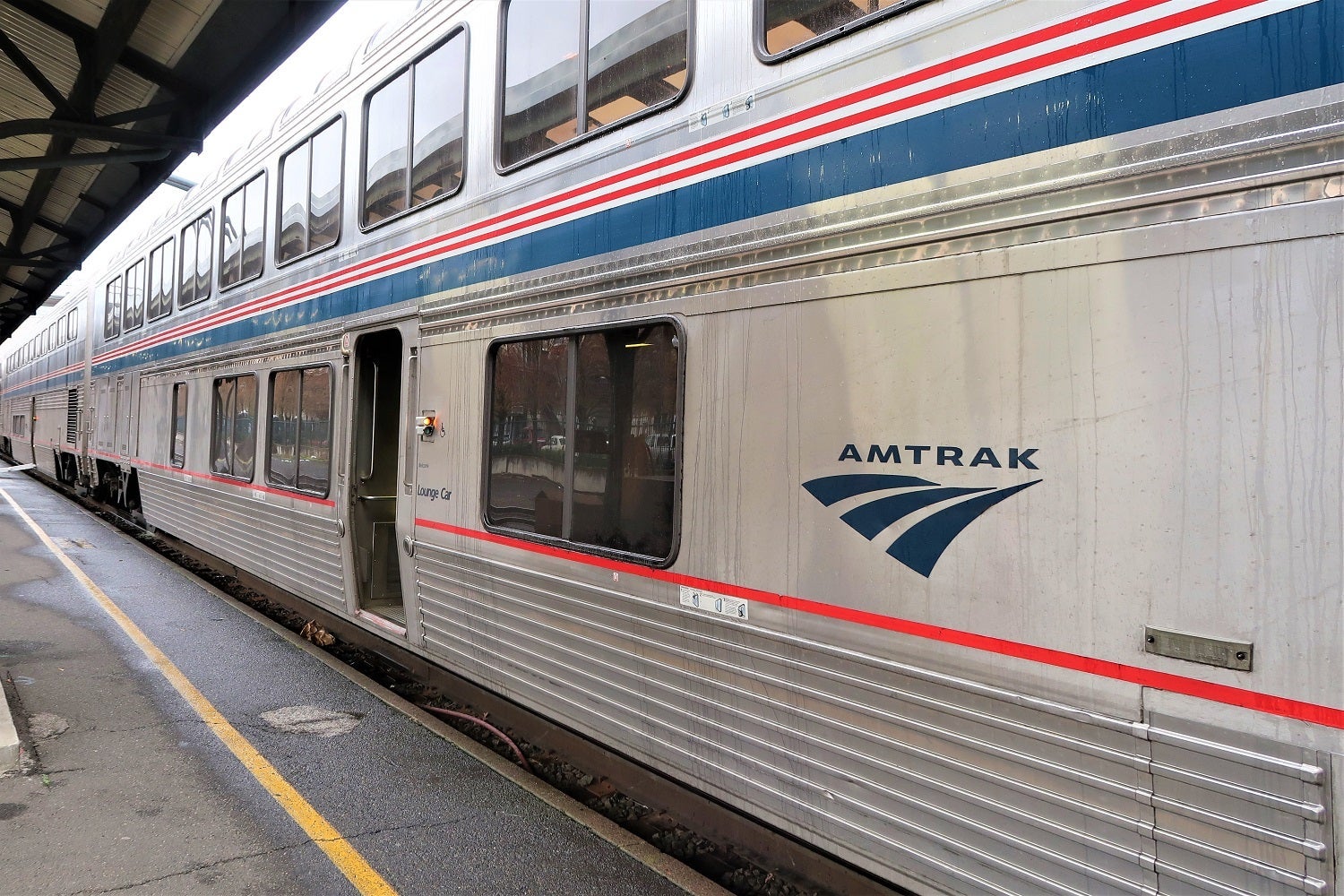 Amtrak train outside