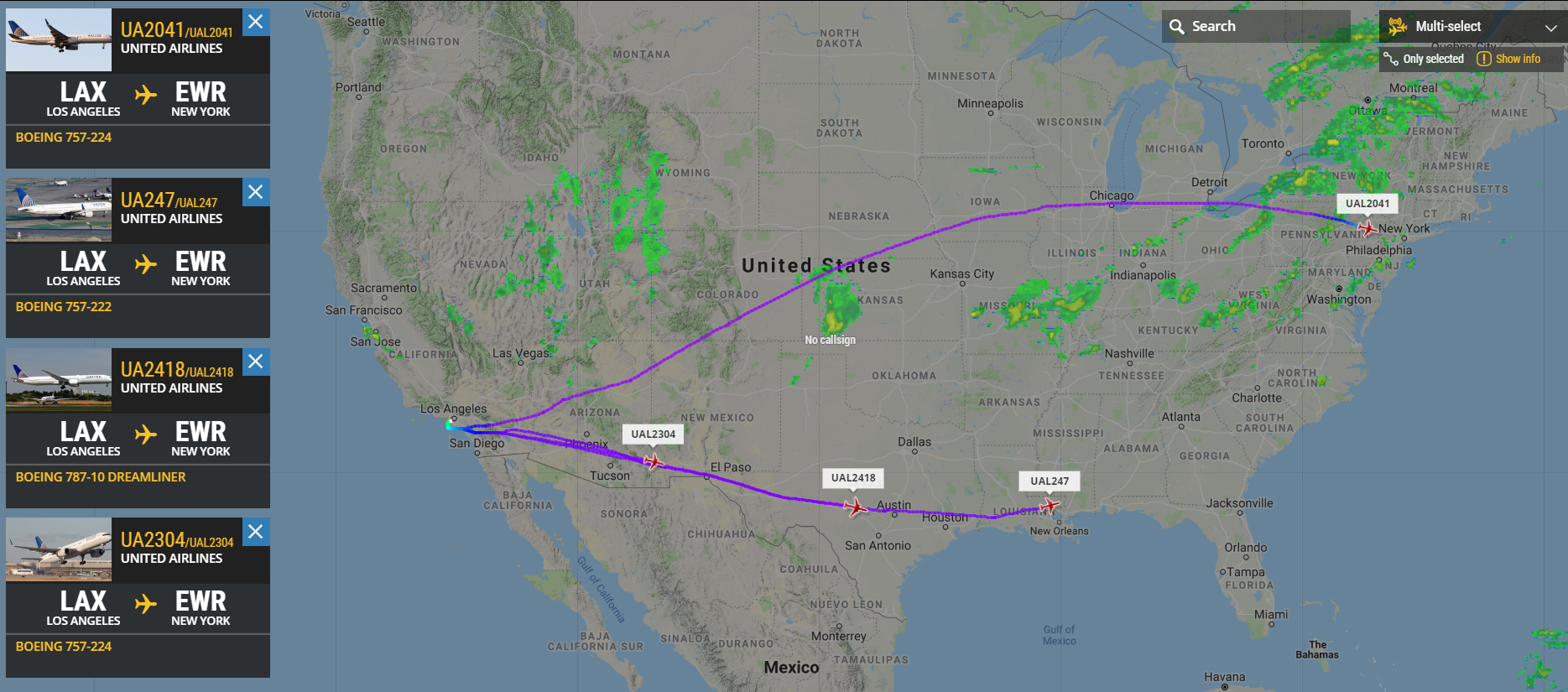 LAX-EWR UA flights