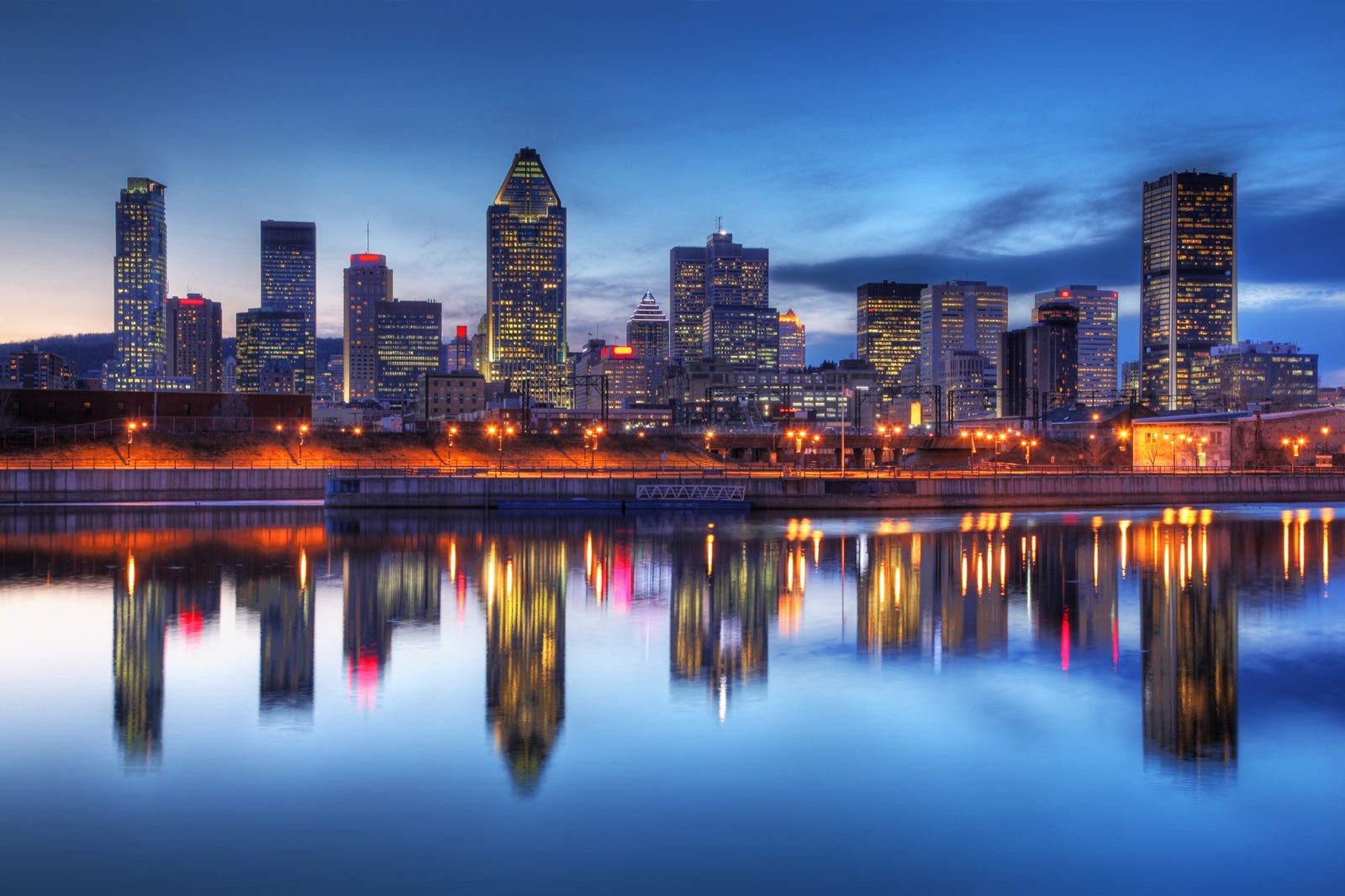 Montreal Cityscape Reflection at Sunset