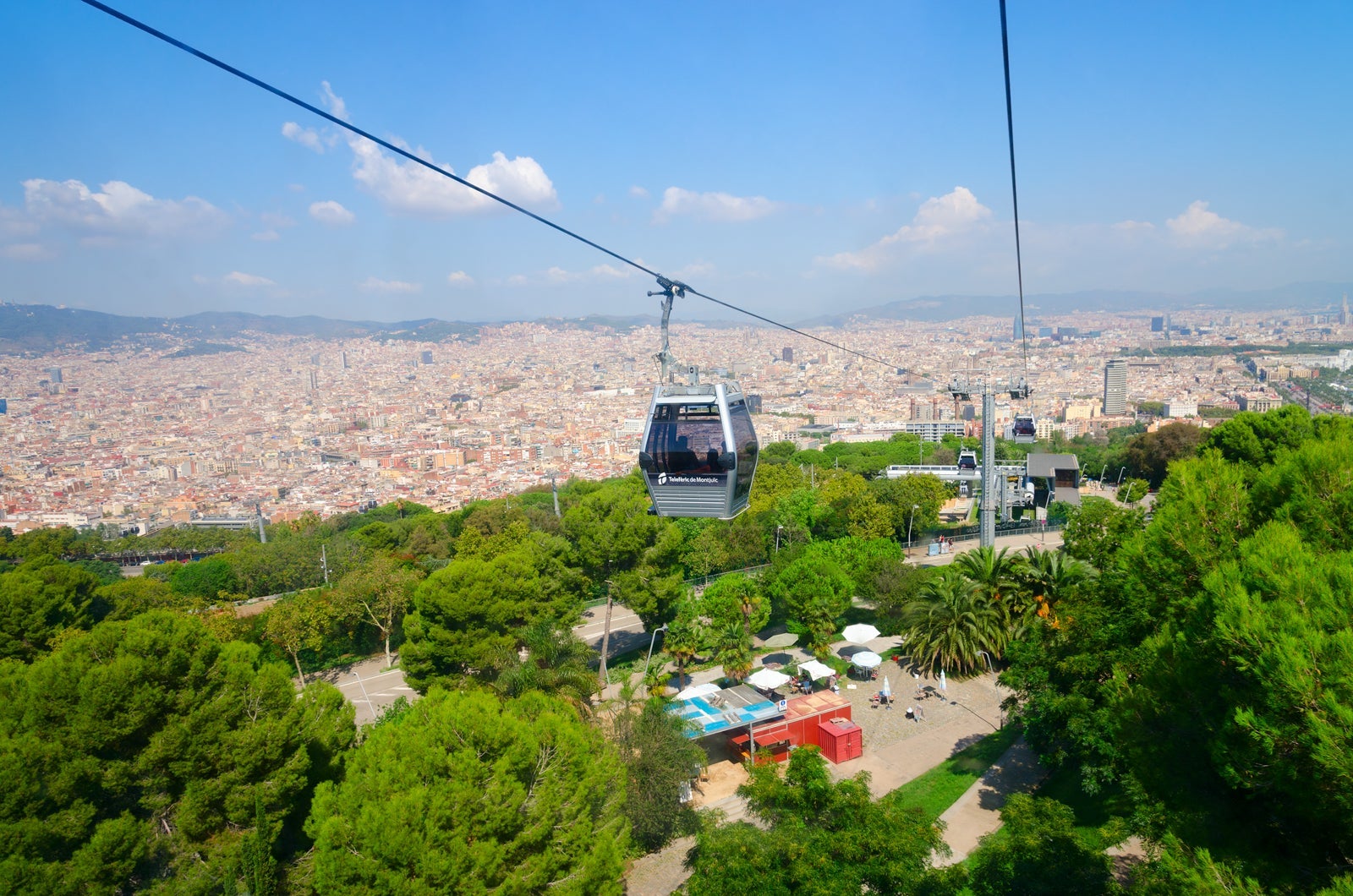Cable Car (Teleferic de Montjuic) on mountain of Montjuïc, Barcelona, Spain