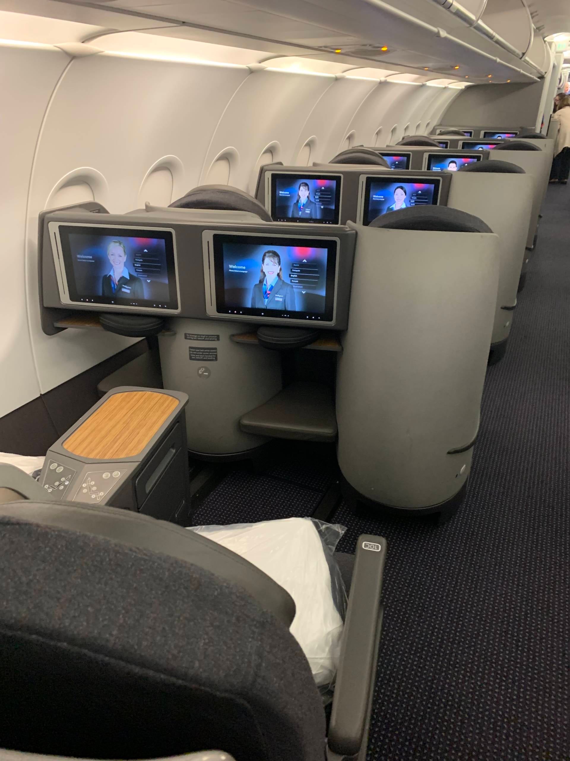 AA seat backs on an A321T