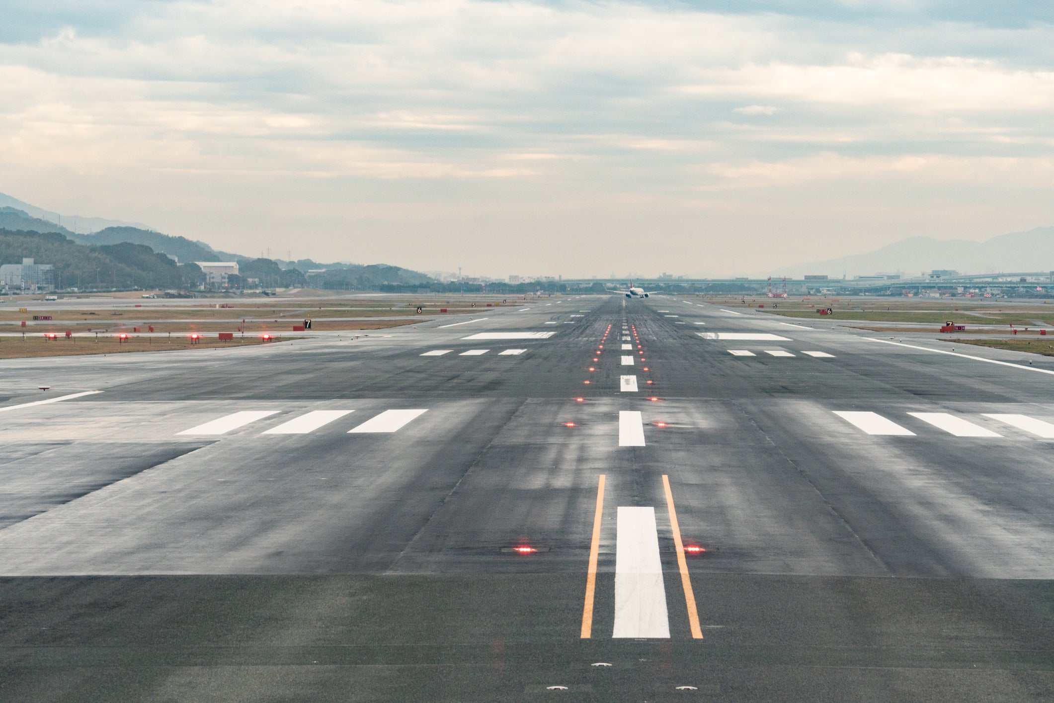 The main runaway of Fukuoka International Airport (FUK)  in Japan