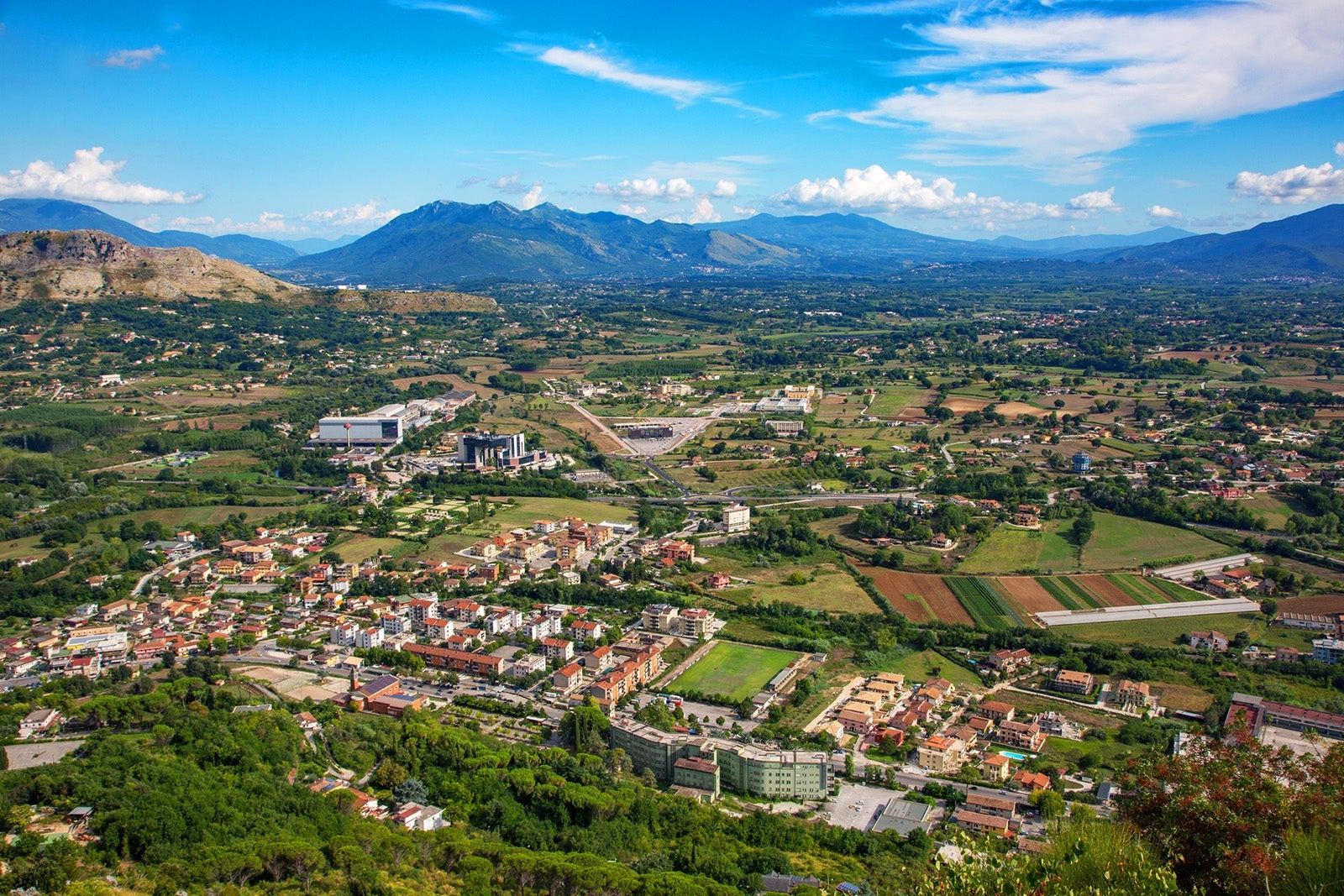High Angle View Of Town Against Sky