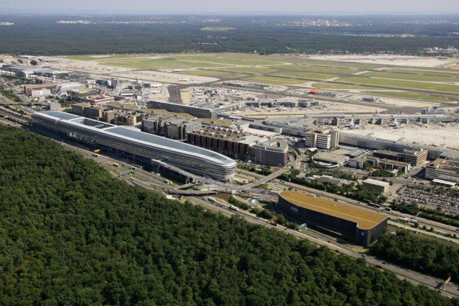 Arial view of airport complex