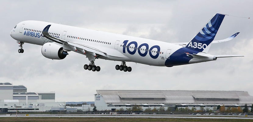 Maiden flight of Airbus A350-1000 in Toulouse, France