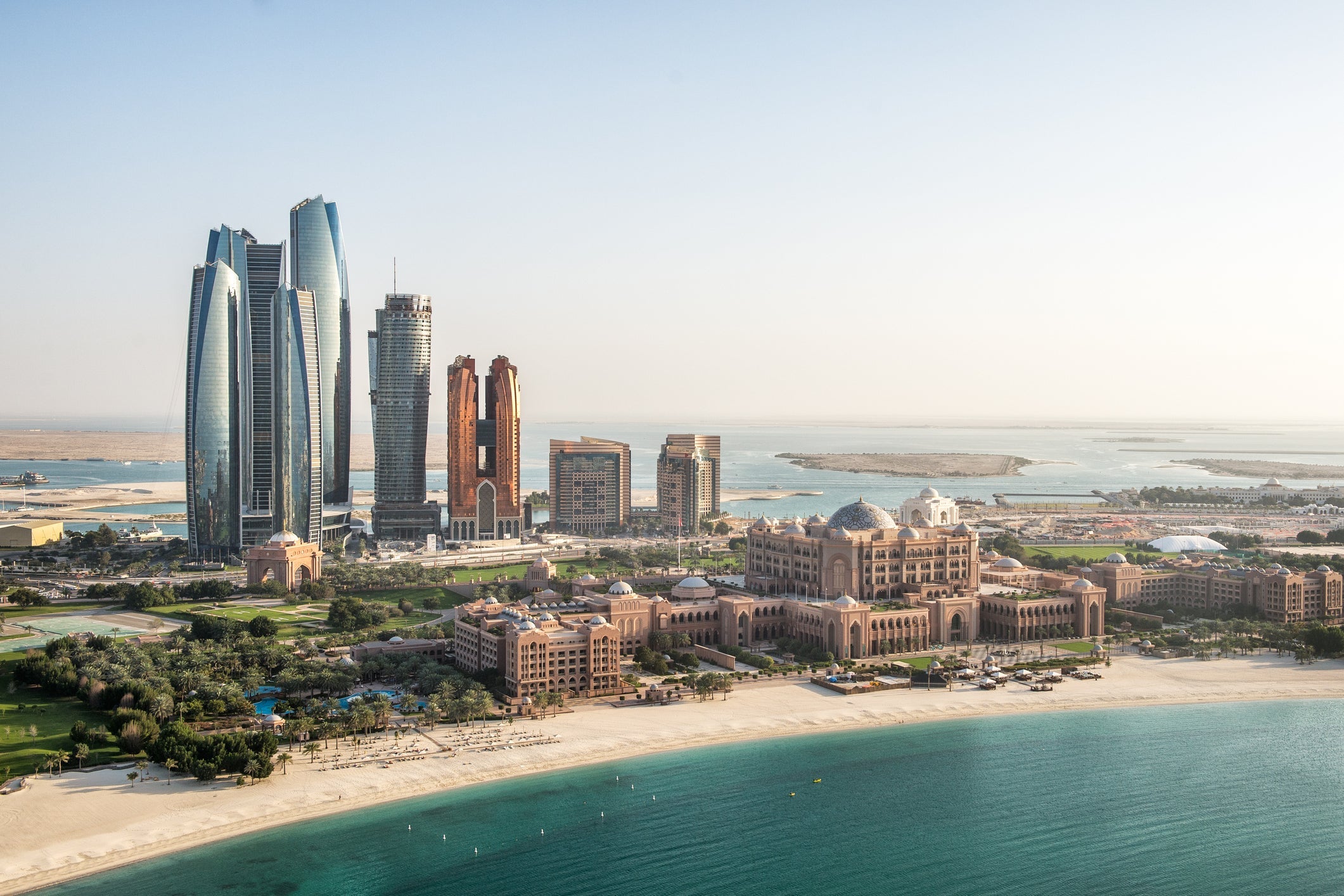 Skyscrapers and coastline in Abu Dhabi