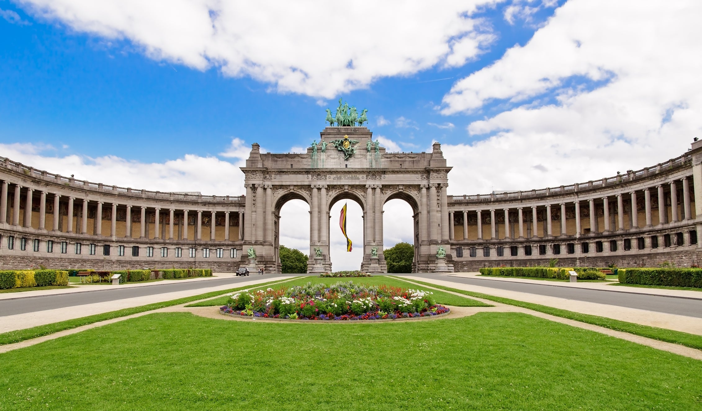 The Triumphal Arch in Cinquantenaire Parc in Brussels, Belgium w