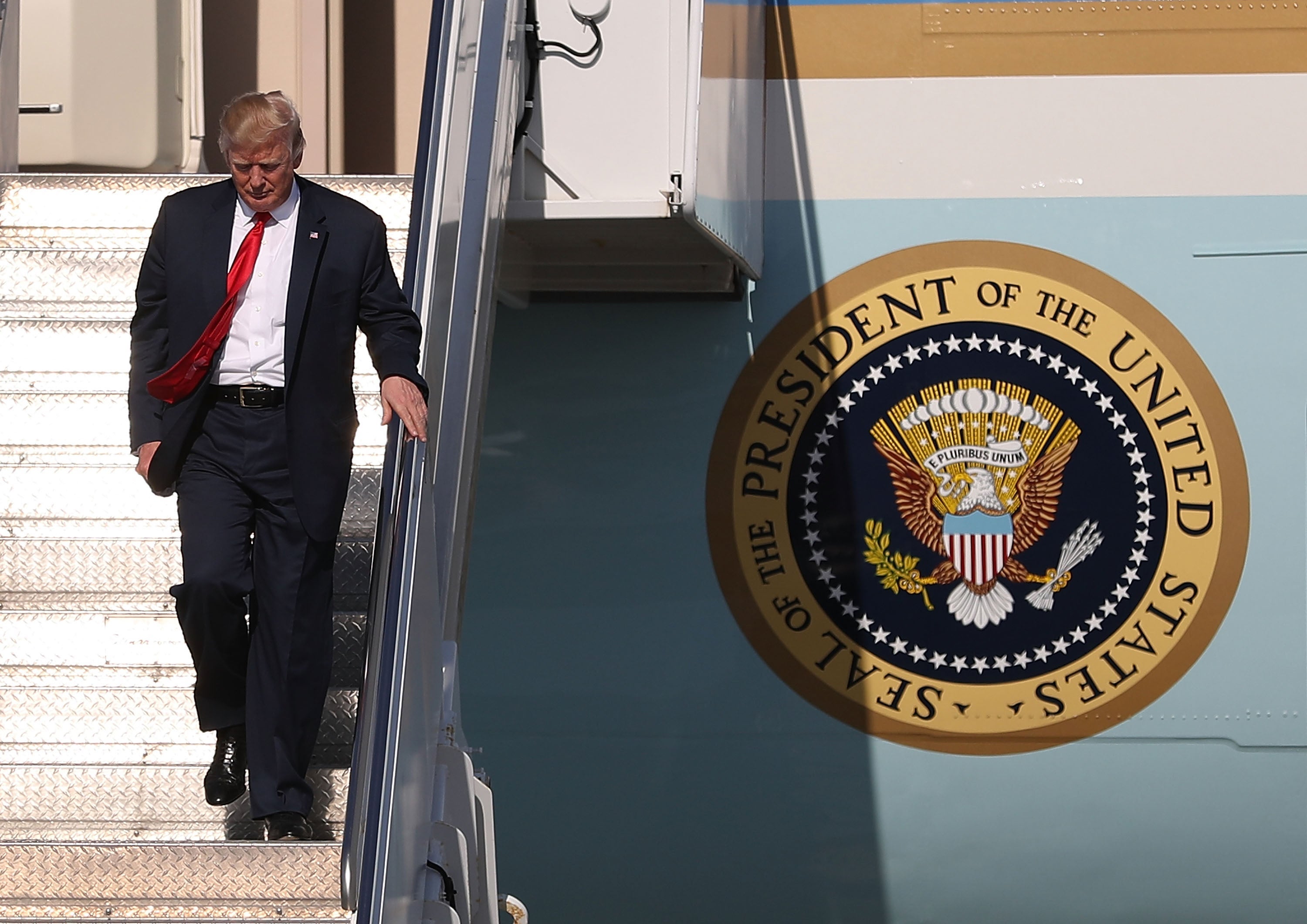 Donald Trump Arrives In West Palm Beach For Presidents Day Weekend
