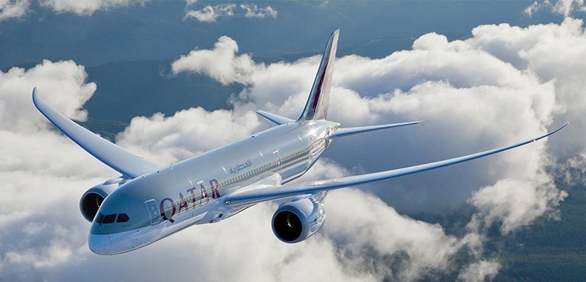 IMG Qatar Airways Boeing 787 in flight featured