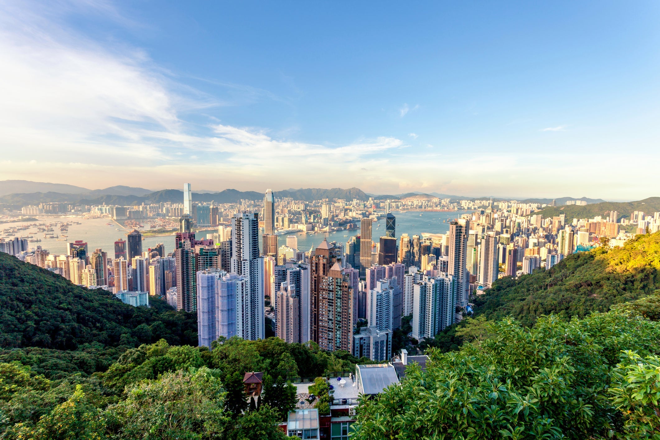 panoramic skyline and cityscape of city hongkong