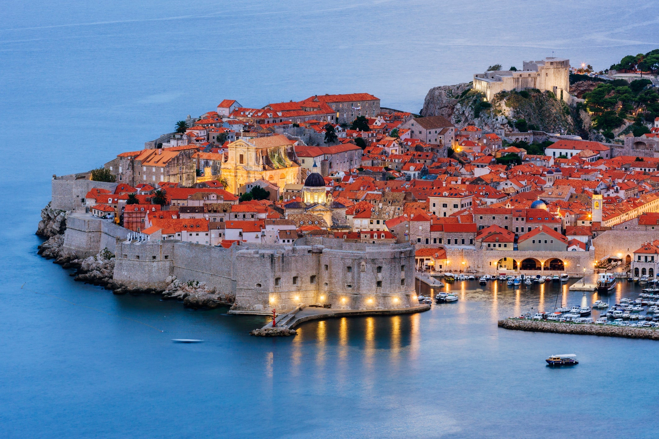 Dubrovnik city skyline at dawn, Dalmatia, Croatia