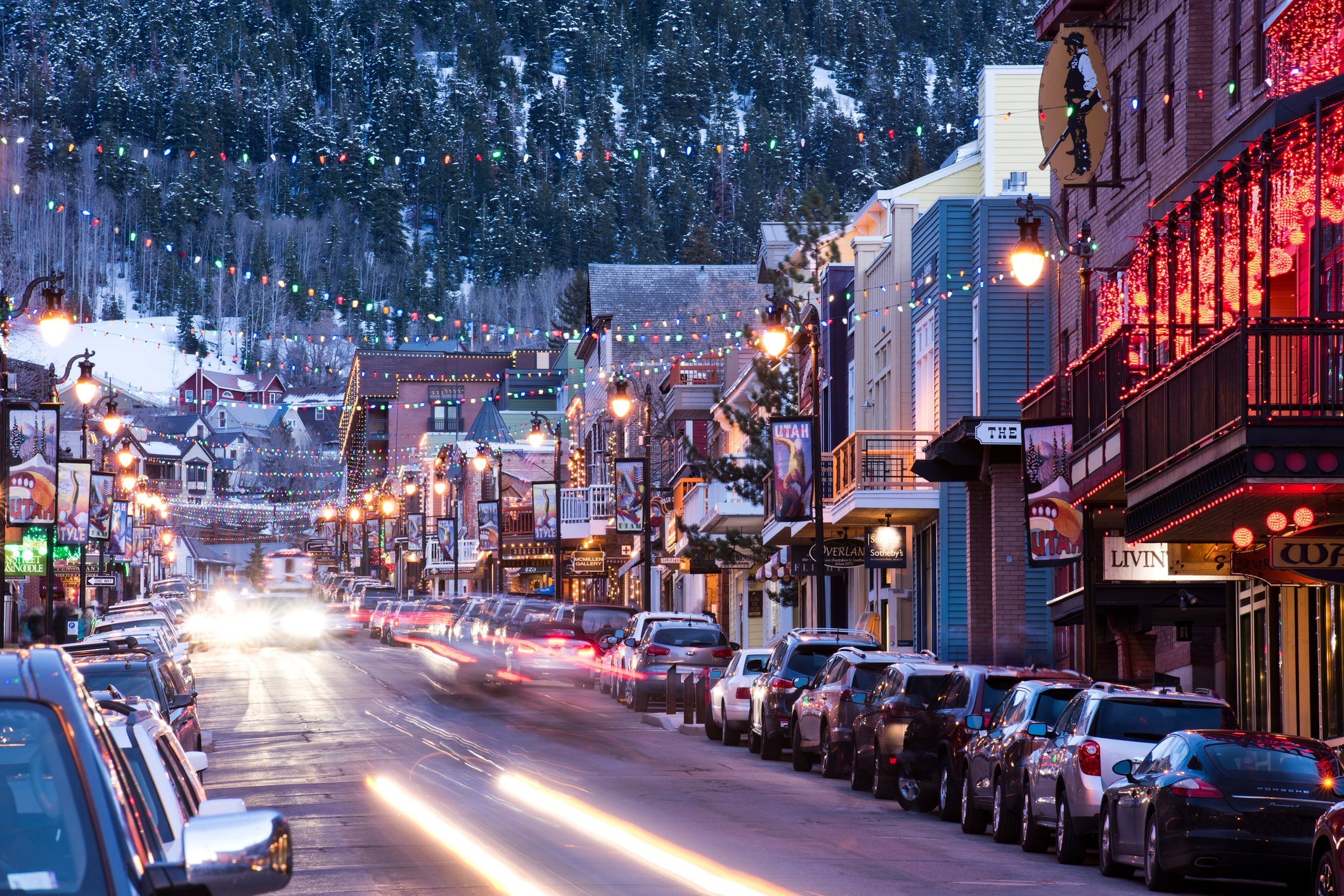 Long exposure of Main St. in Park City, Utah.