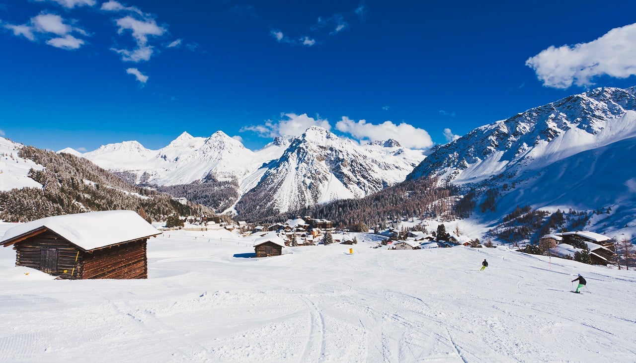 Switzerland, View of mountains covered with snow at Arosa