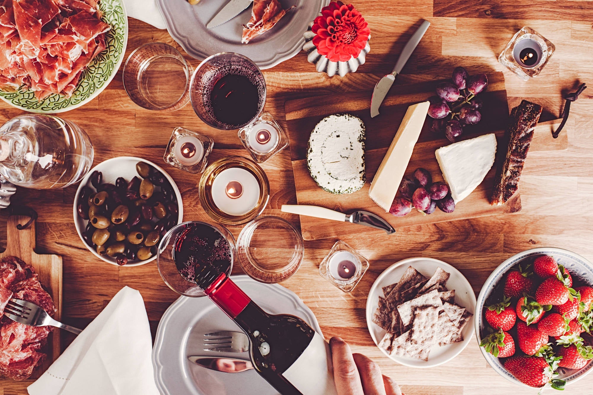 Serving wine with dinner