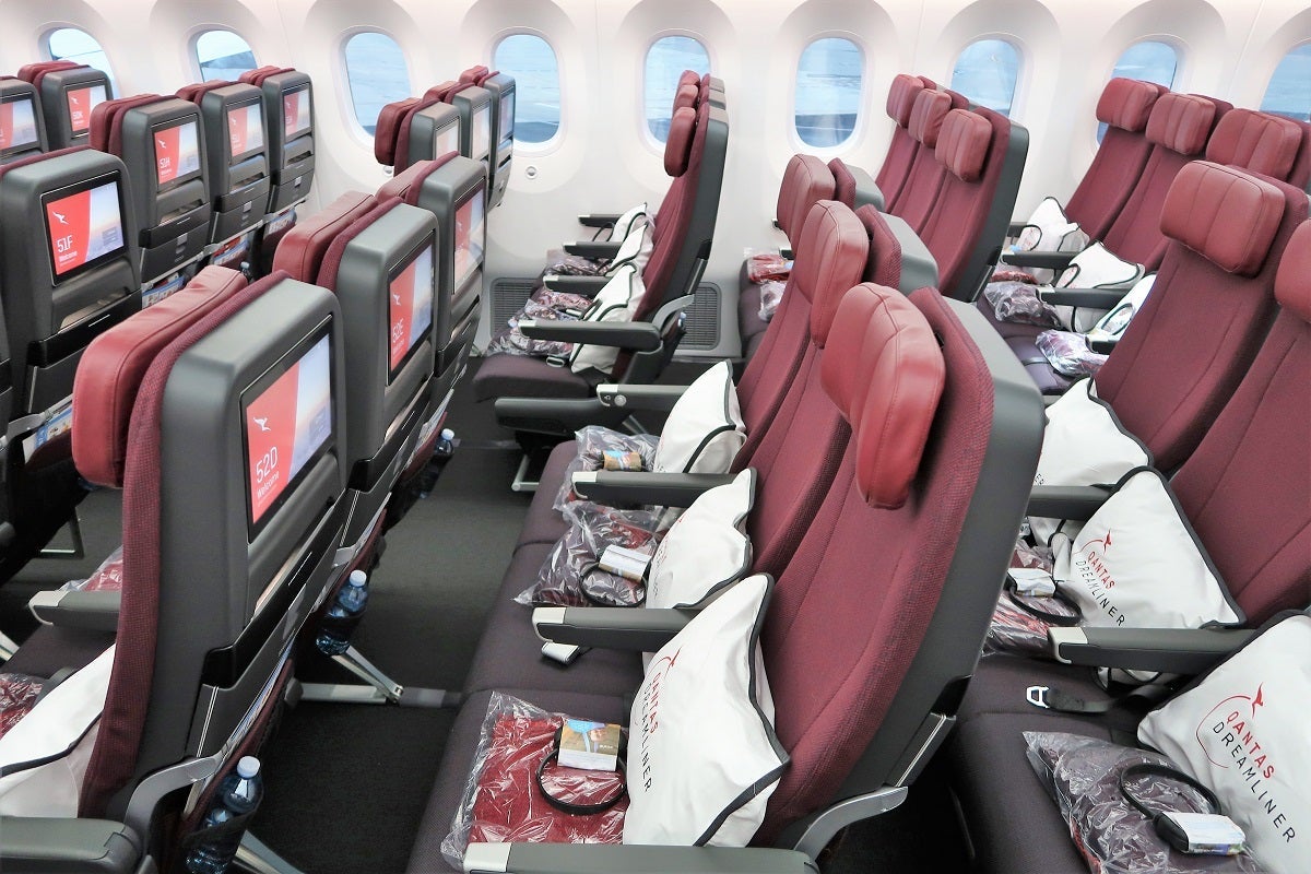 Qantas QF9 inaugural Perth-London economy seat pitch