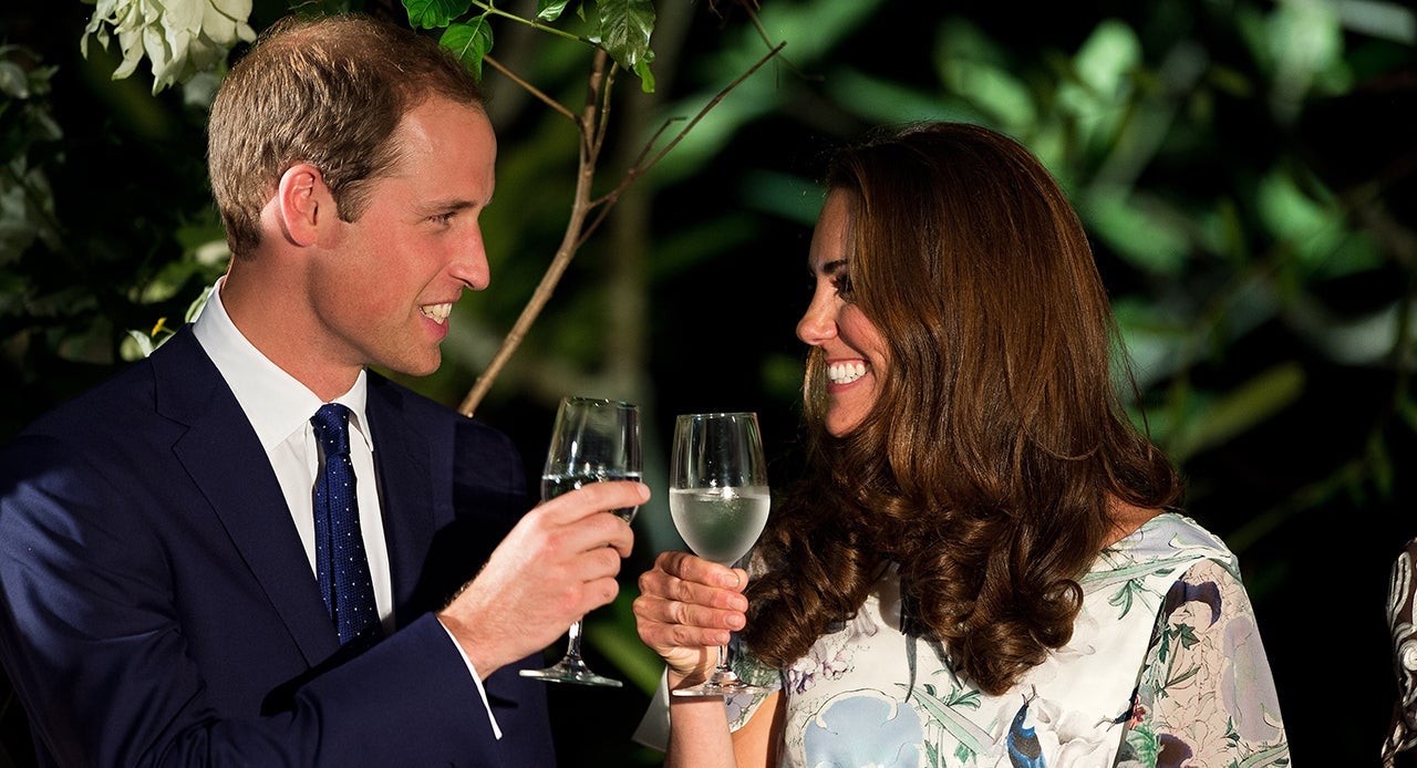 Prince William and Kate Middleton toasting