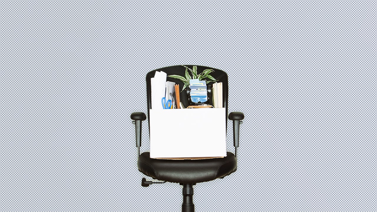 Packed box on office chair