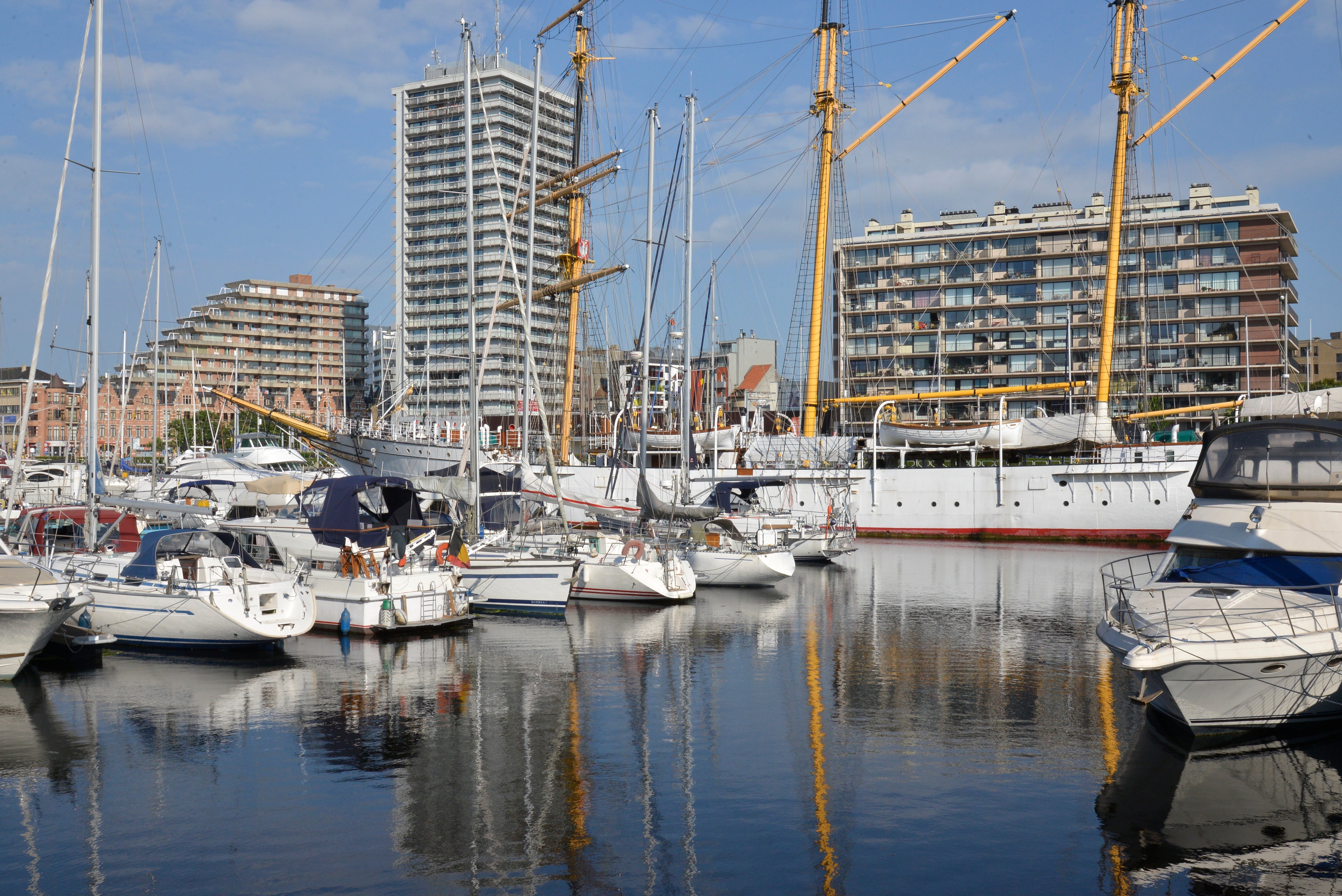 The marina of Ostend in summer