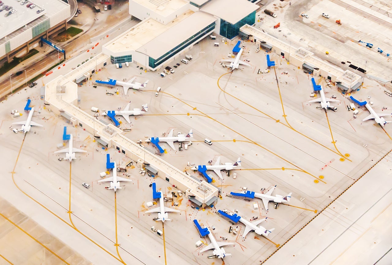 Ariel view of Airport scene