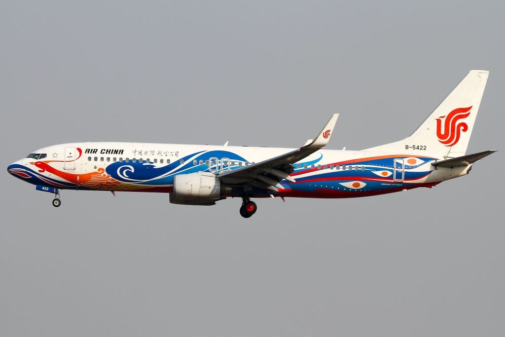 A colorful Air China Boeing 737-800 on finals at Beijing