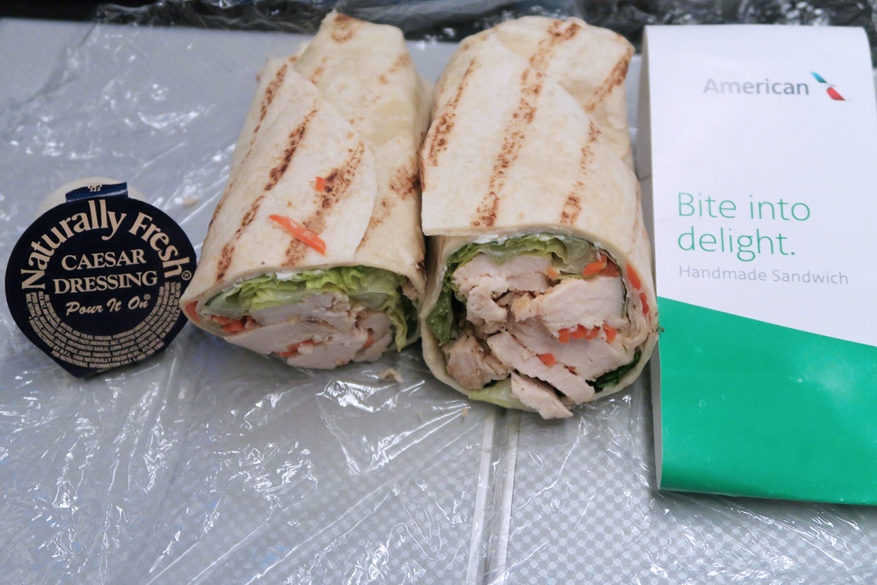 American-Airlines-AA-wrap-snack-economy-food