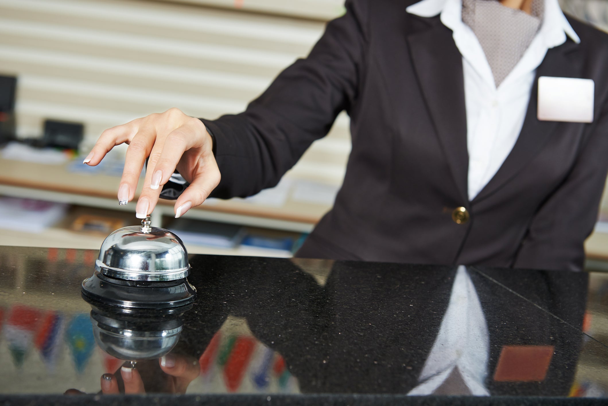Hotel worker on reception