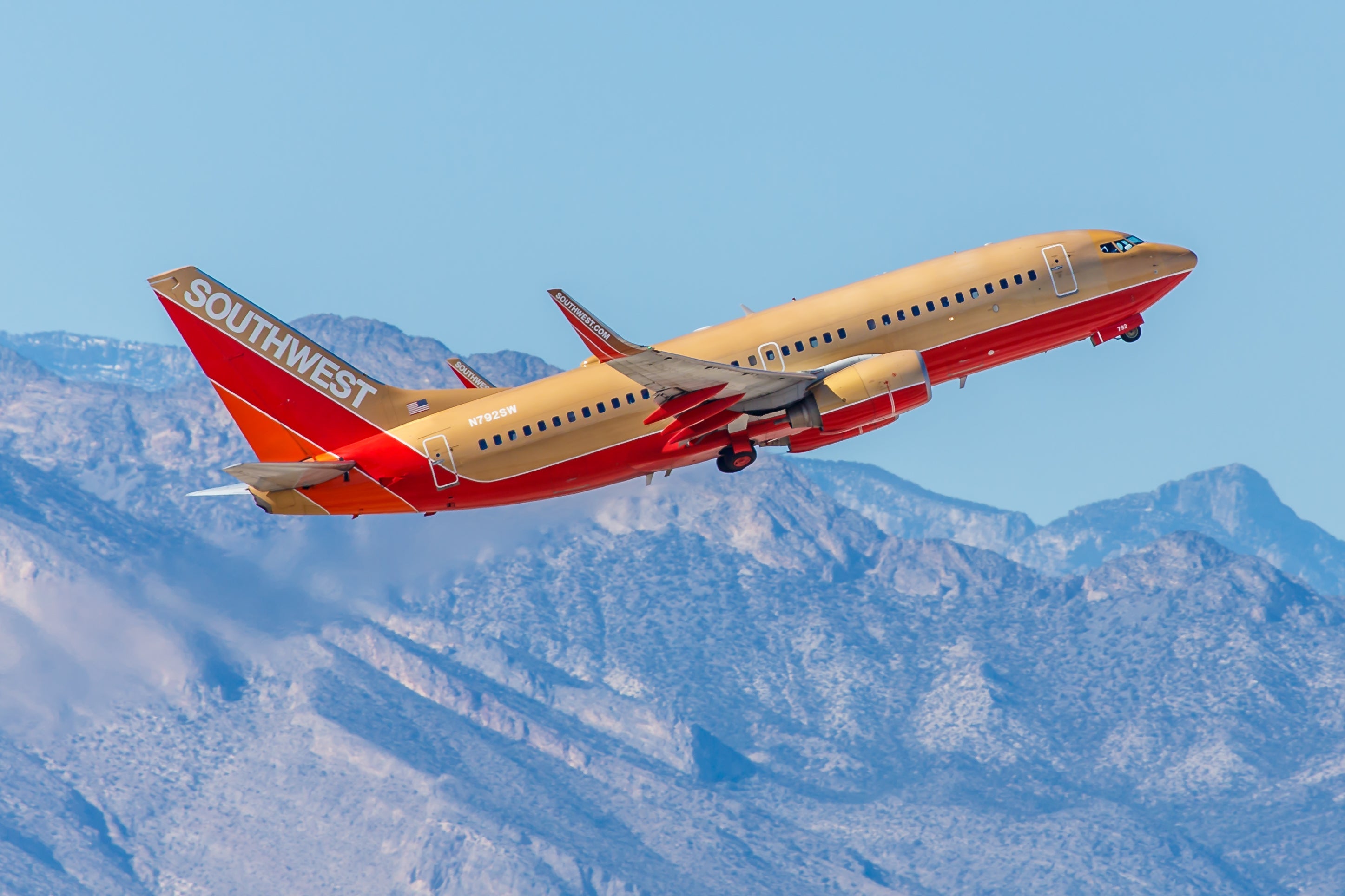 Boeing 737 Southwest Airlines takes off from McCarran International Airport