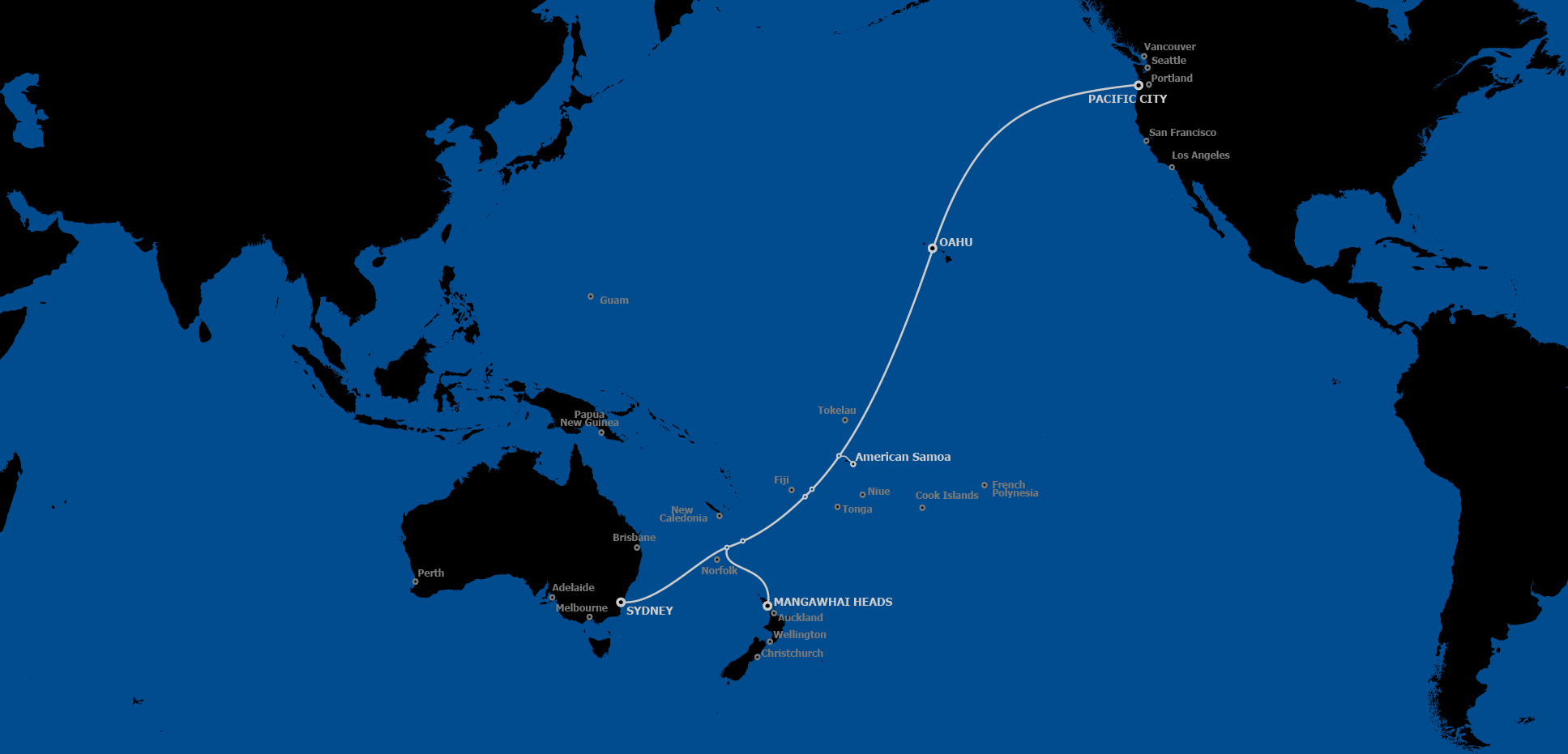 Hawaiki Transpacific Cable Link Map