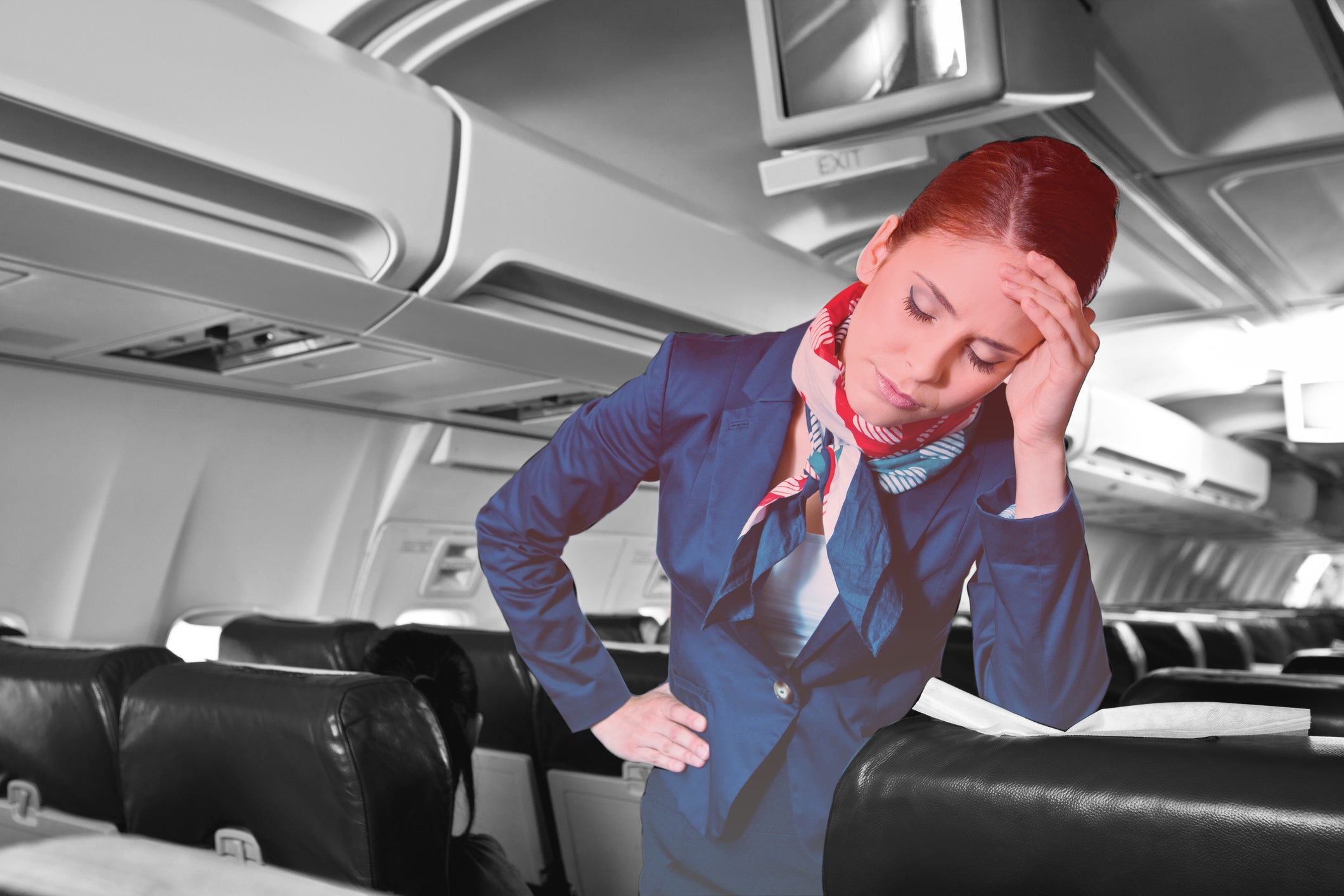 Tired air stewardess
