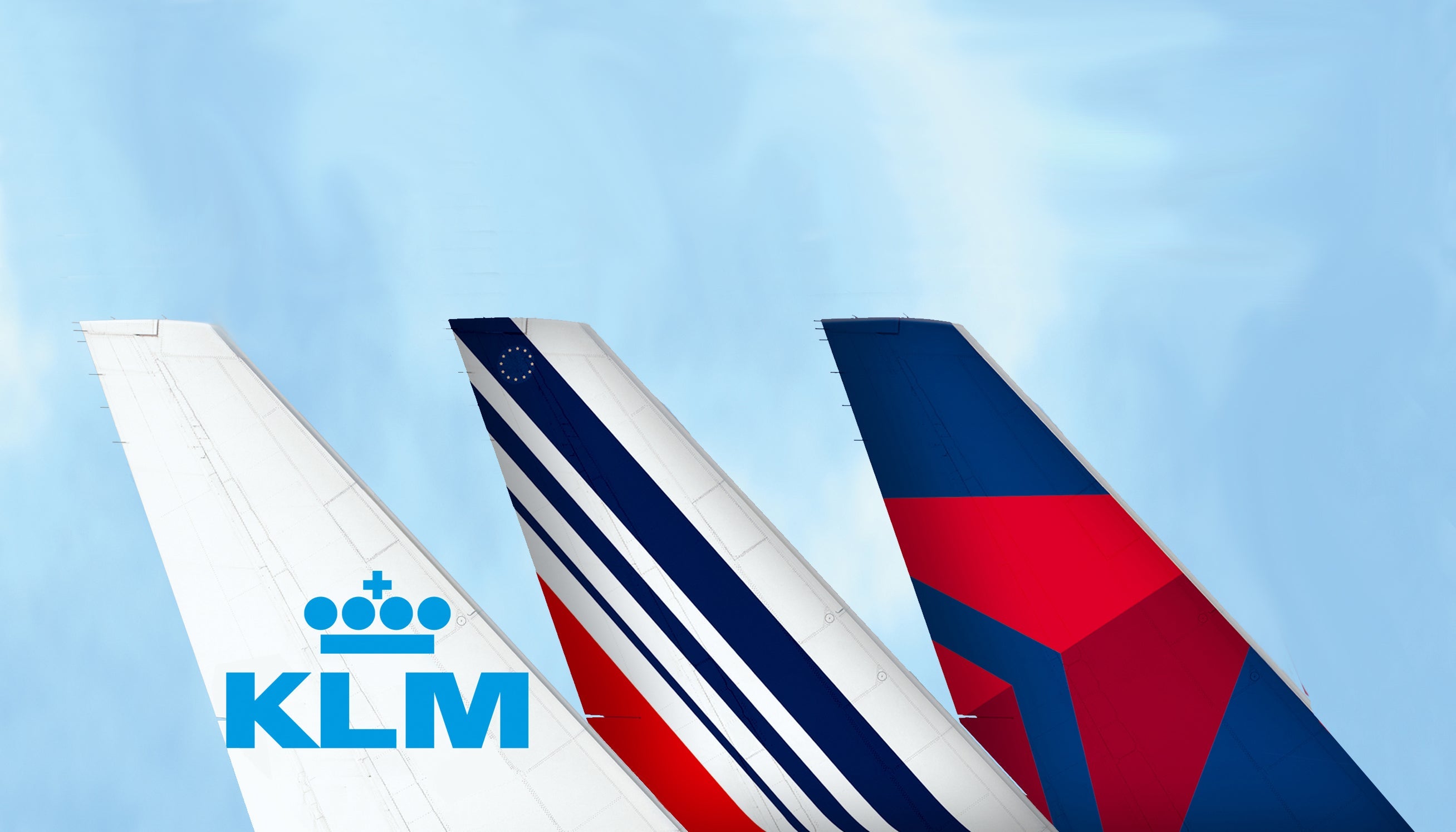 Air France-KLM Delta Virgin Atlantic aircraft tails