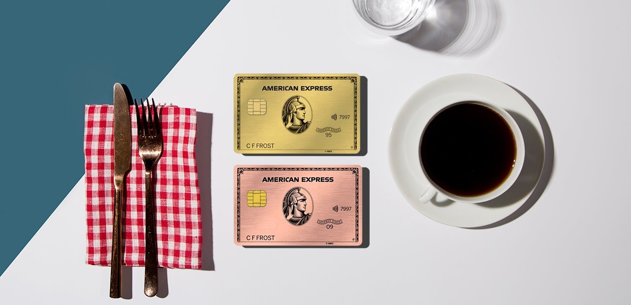 American Express Gold rose gold Dining 2 cards