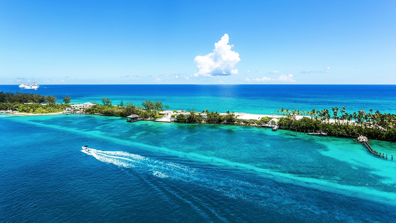 Coral reef at crystal waters in Nassau, Bahamas