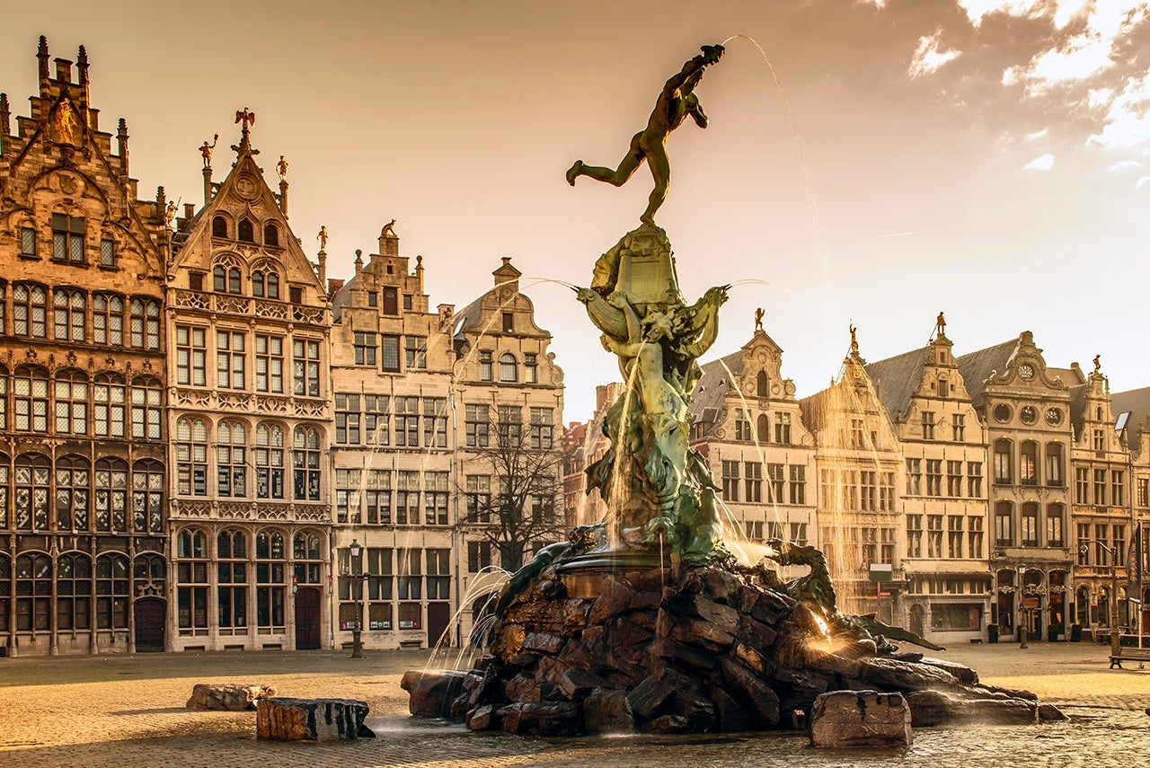 Brabo fountain in Antwerp,Belgium