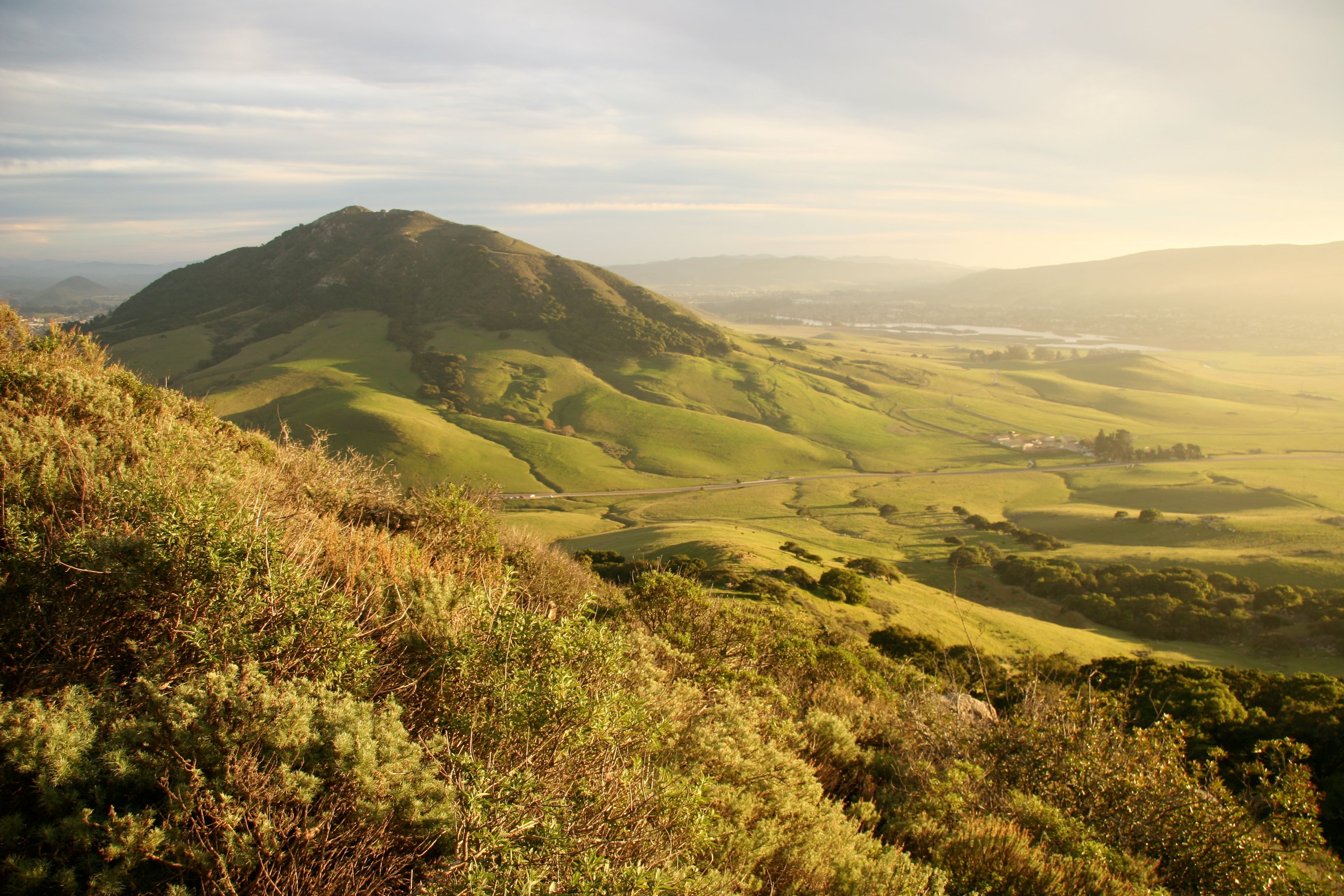 Green valley with mountain