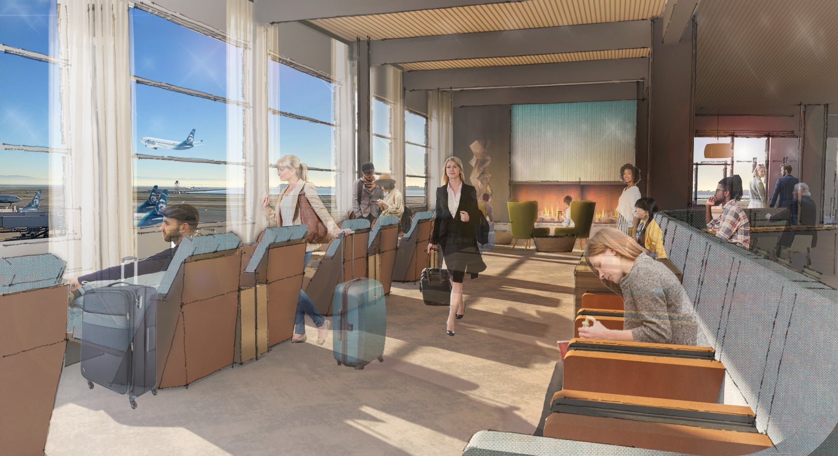 Alaska Lounge San Francisco SFO rendering