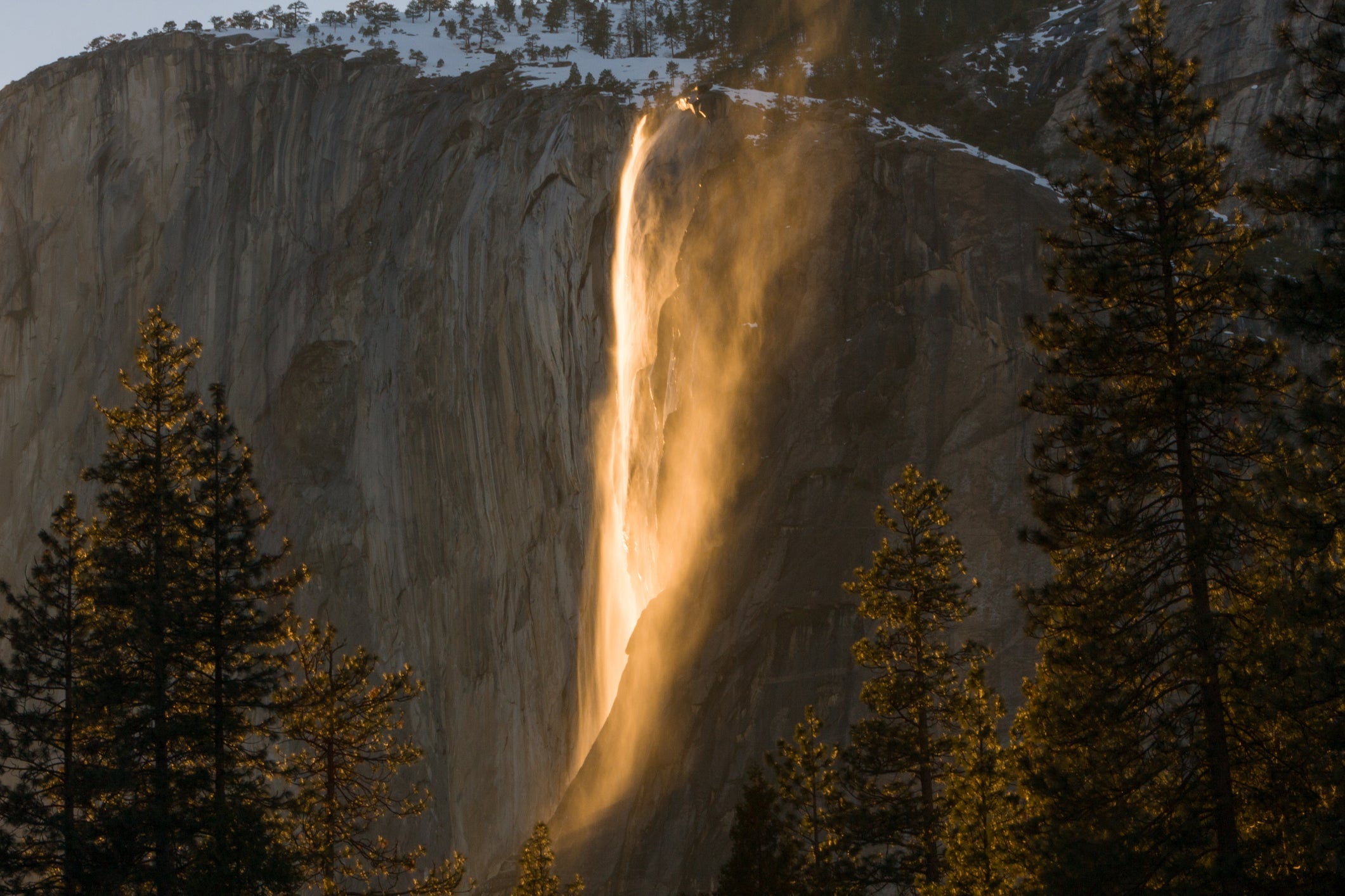 Yosemite waterfall at sunset
