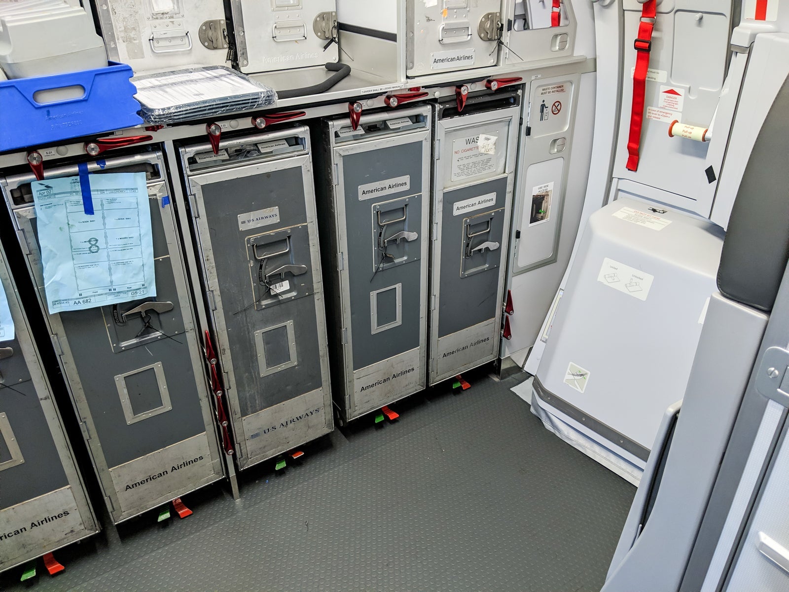 AA A321neo rear galley (with US Airways cart)