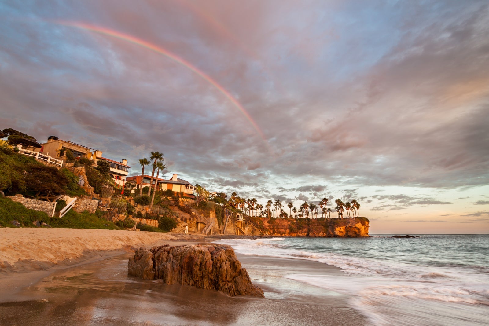Rainbow over Southern Californian Beach