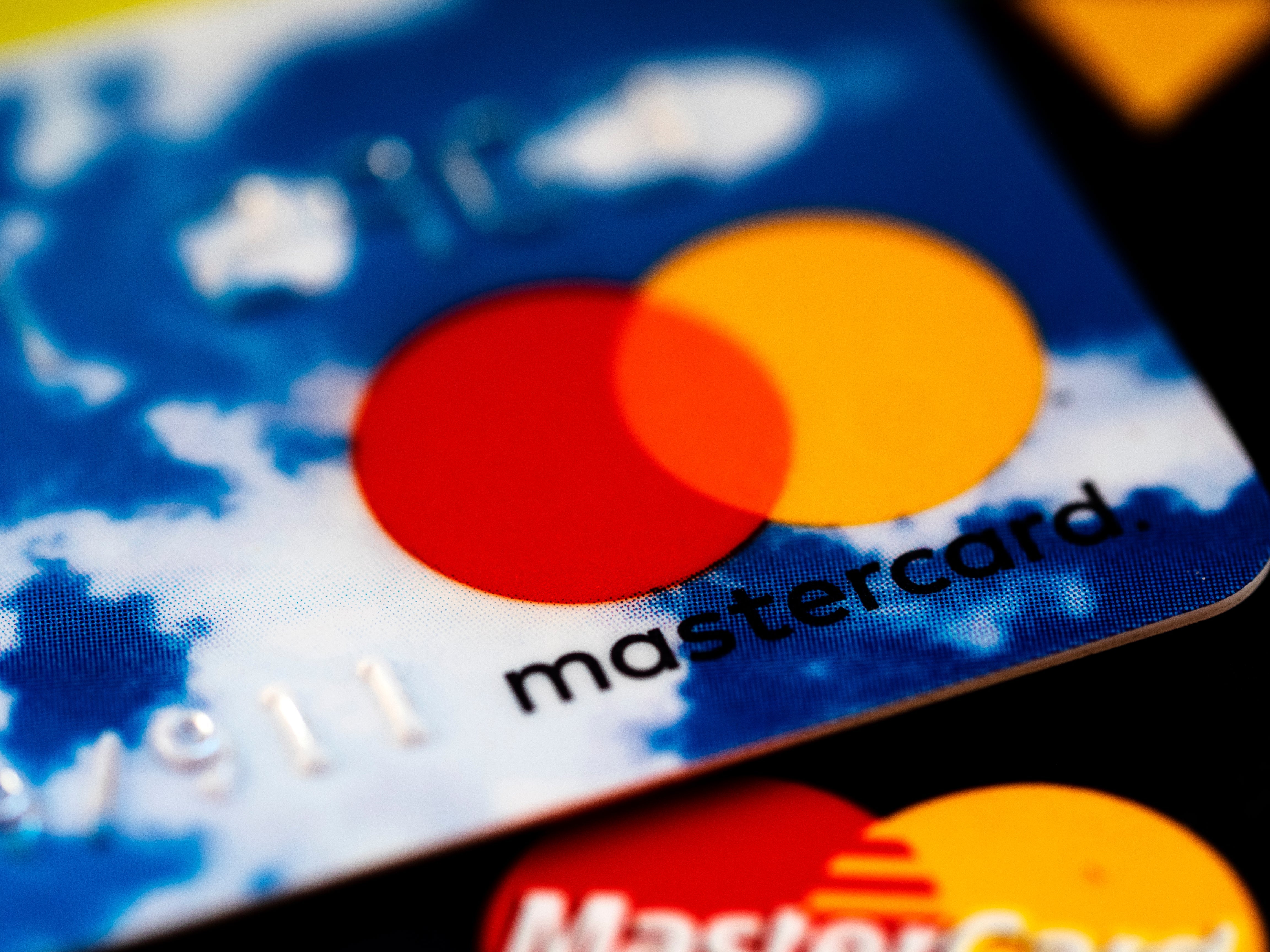 Close up of credit cards, Master card