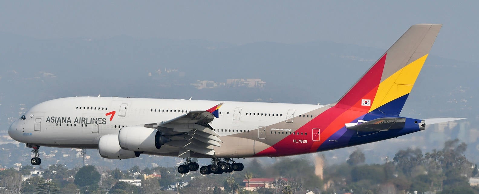 An Asiana Airlines A380 at LAX