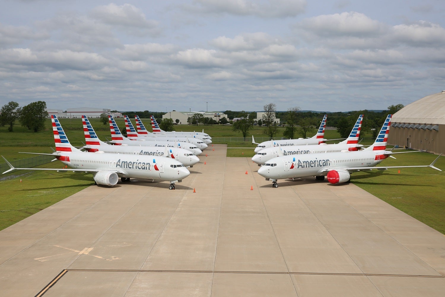 American Airlines 737 MAX stored in Tulsa, Oklahoma. (Photo courtesy of American Airlines)
