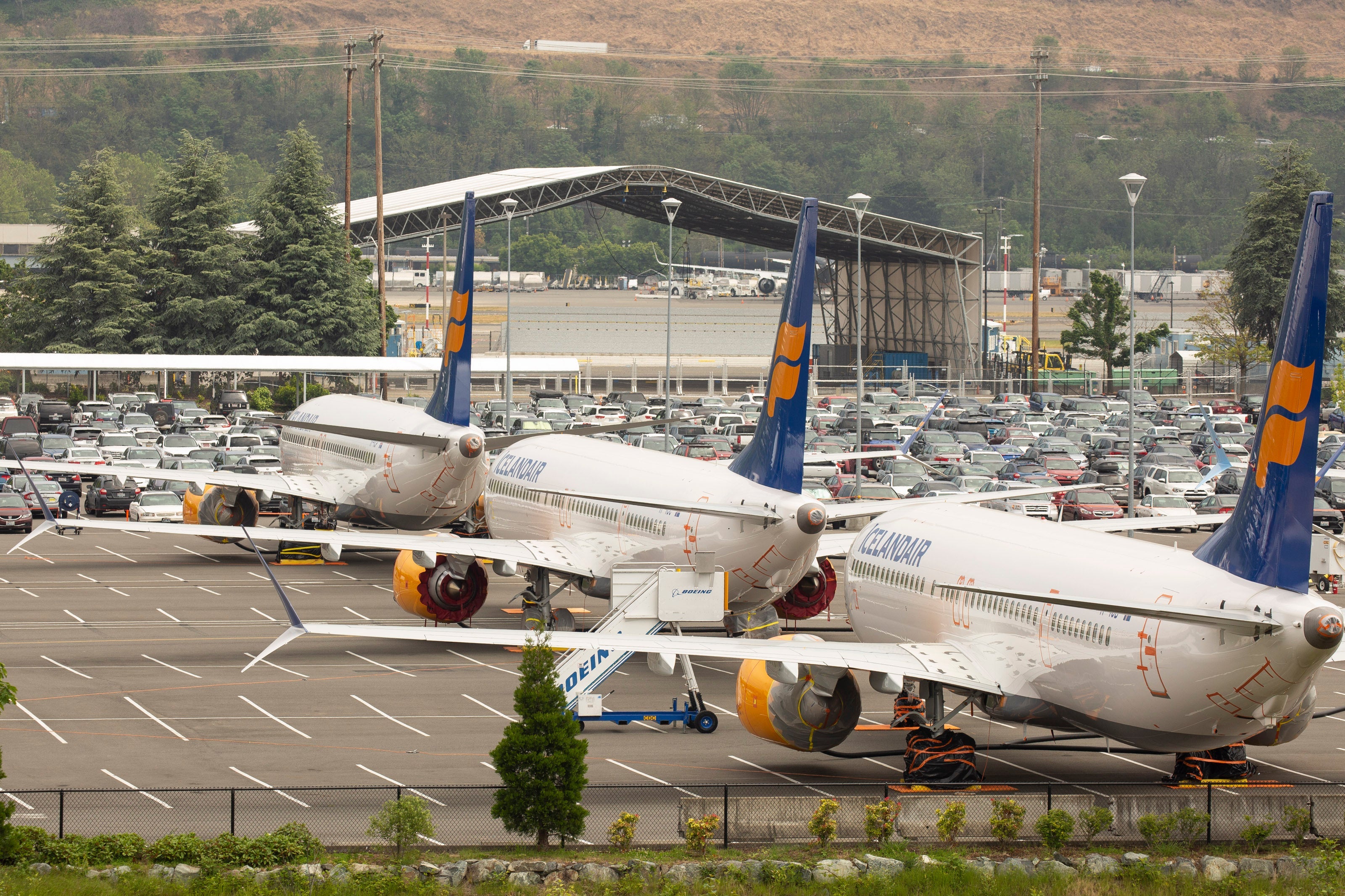 Boeing 737 Max Planes Sit Parked At Boeing Field In Seattle, Washington