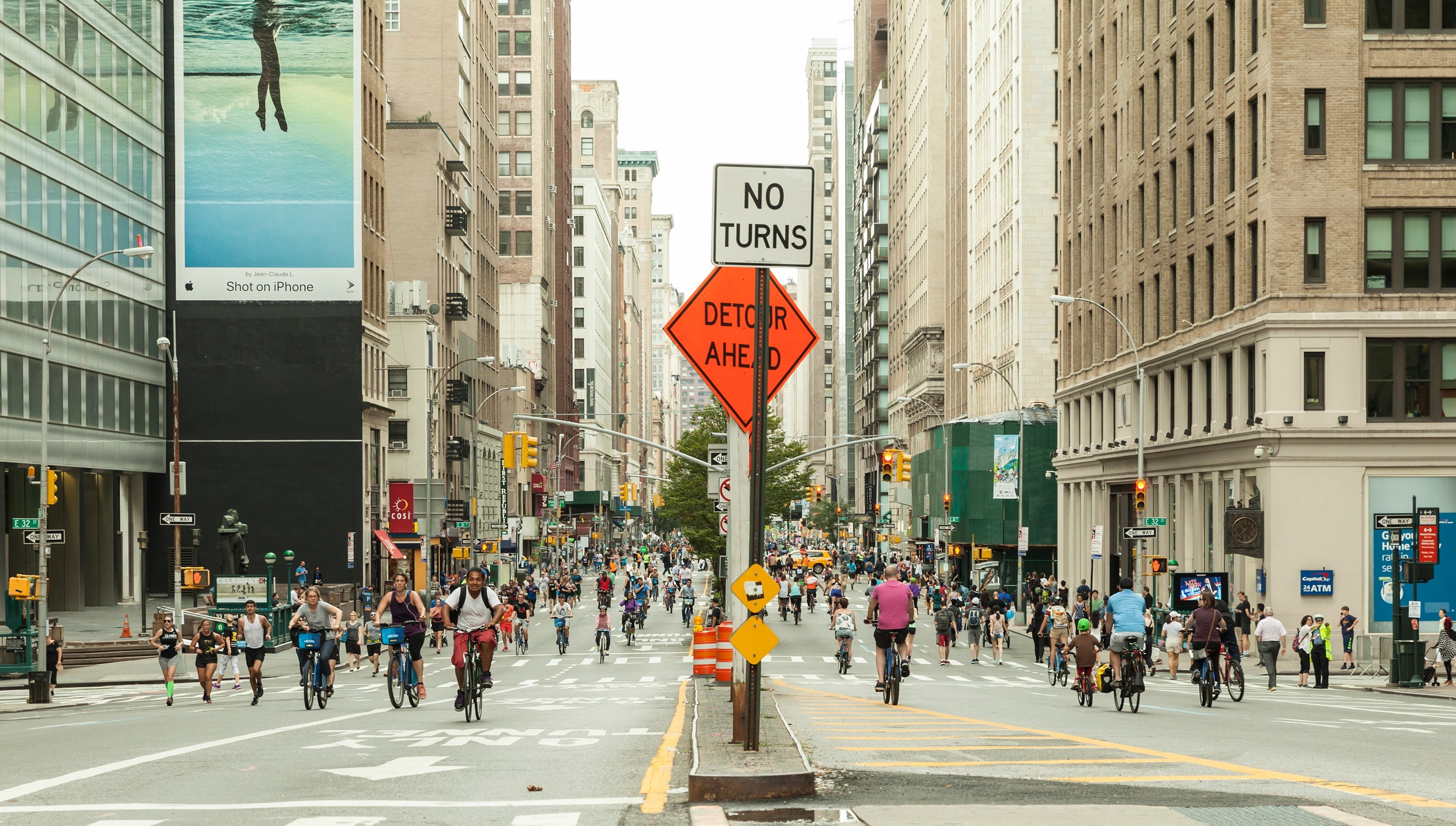 New Yorkers and tourists enjoy traffic free Summer Streets