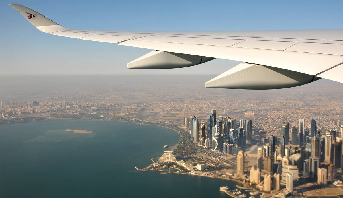 Doha from a Qatar Airways A350