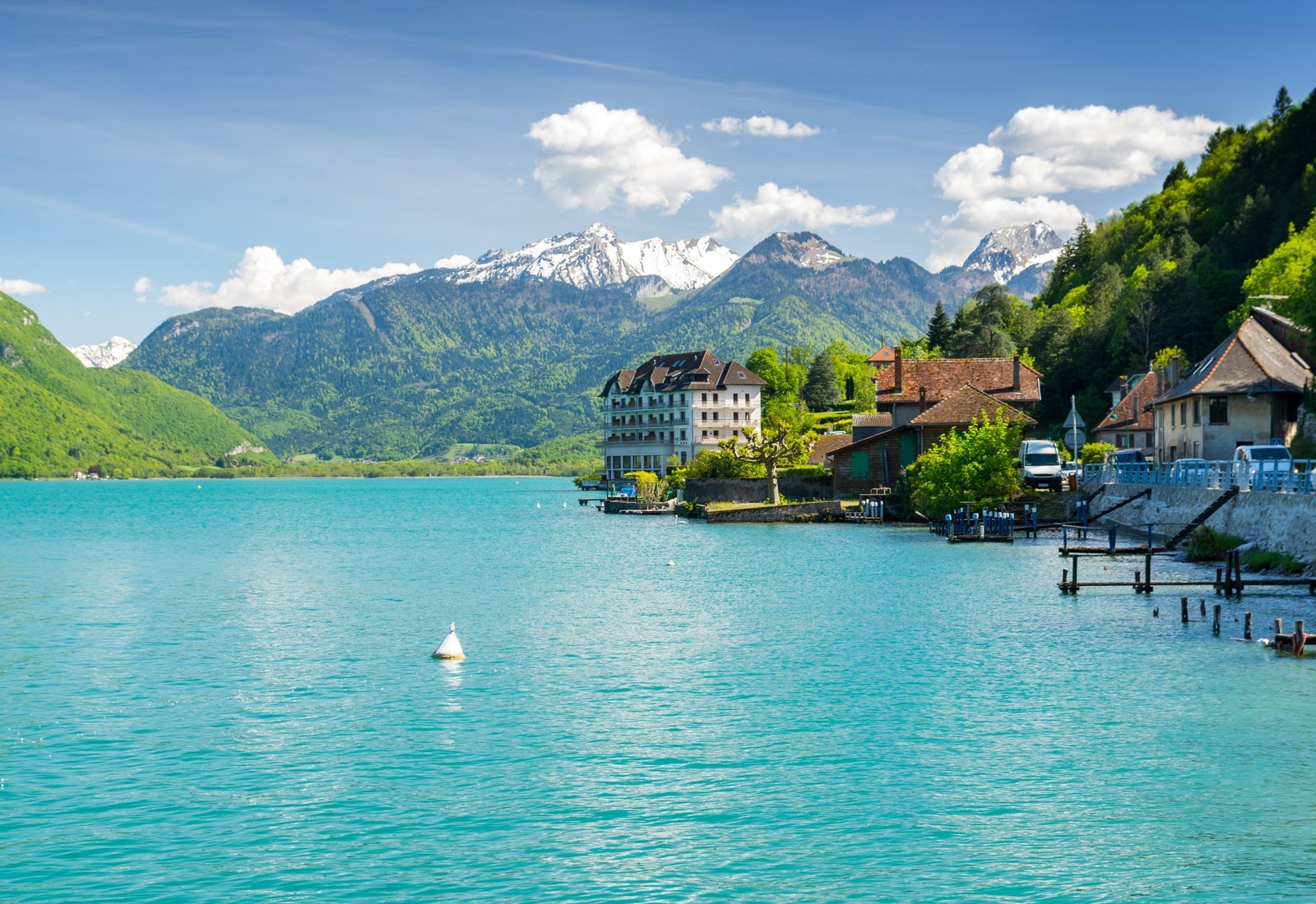 Beautiful view on french Alps at lake Annecy, France