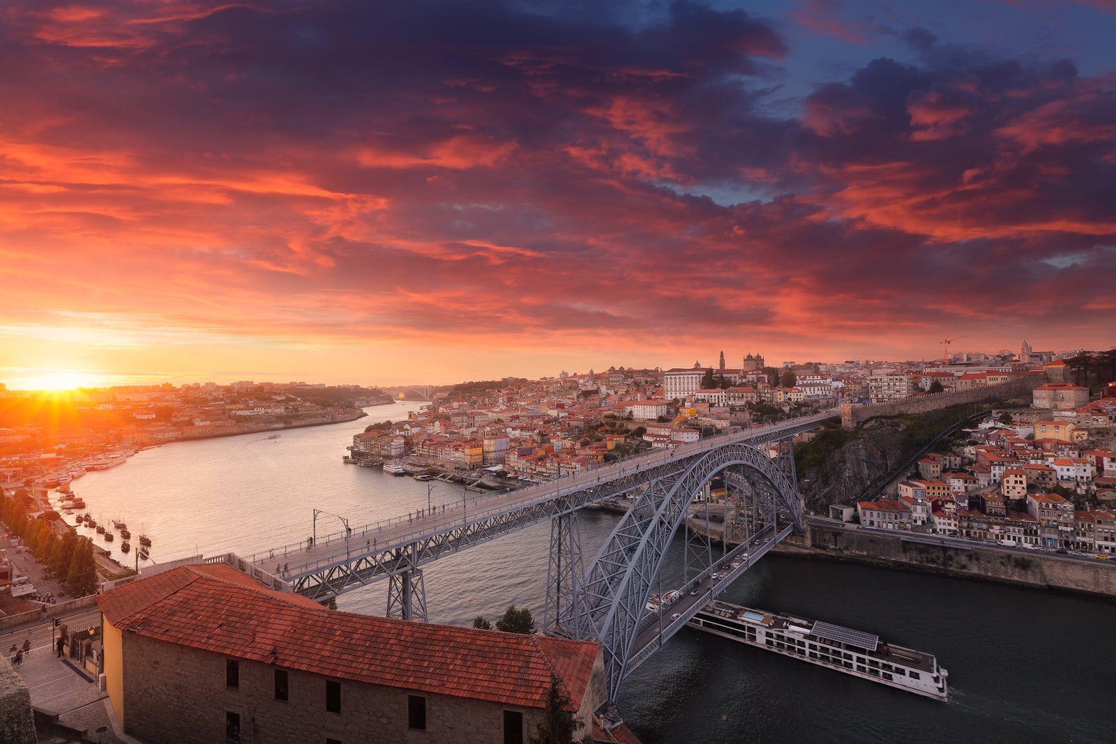 Sunset over the beautiful city of Porto