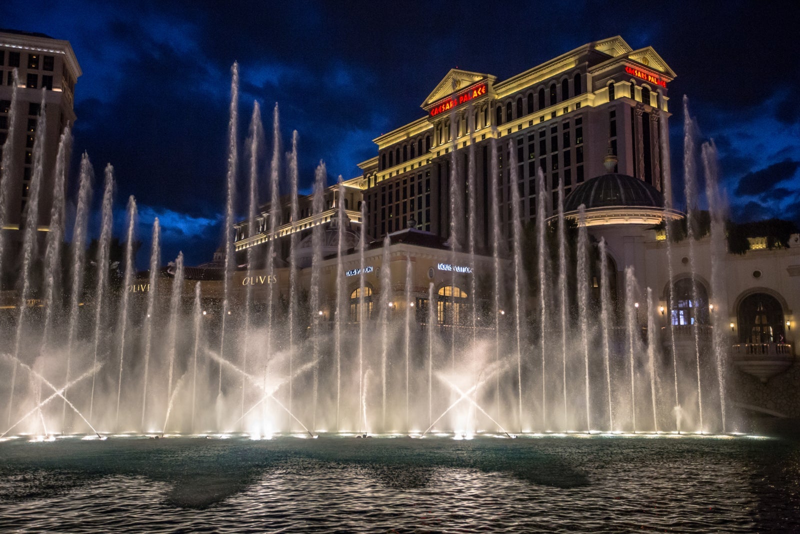 Caesars Palace at night